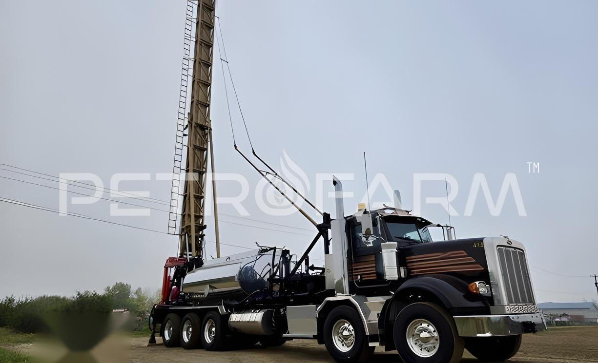 Camión Flushby Peterbilt 367 2015 con bomba triplex Gardner Denver Tee mástil Lash y grúa Maxilift